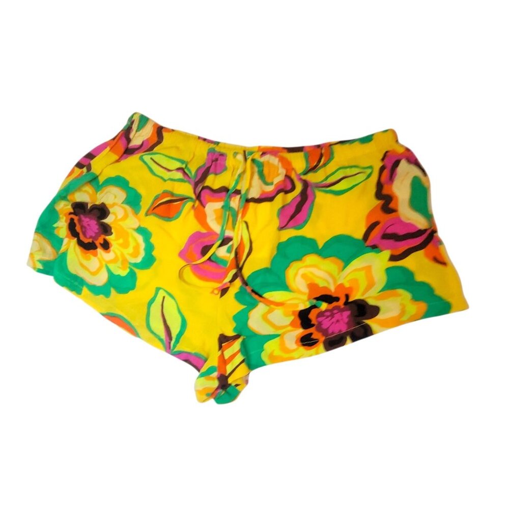 GB Giani Bini Womens Floral Yellow Shorts XL Lightweight Summer Beachwear Rayon